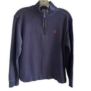 Boys POLO by Ralph Lauren 1/4 Zip Pullover Dark Blue 100%% Cotton Sweatshirt